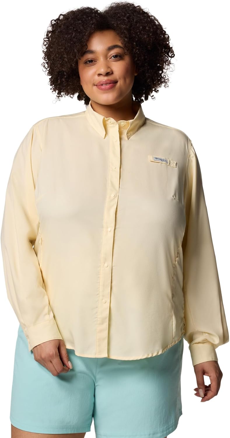 

Columbia Women's PFG Tamiami II UPF 40 рубашка для рыбалки с длинным рукавом, Lemon Wash