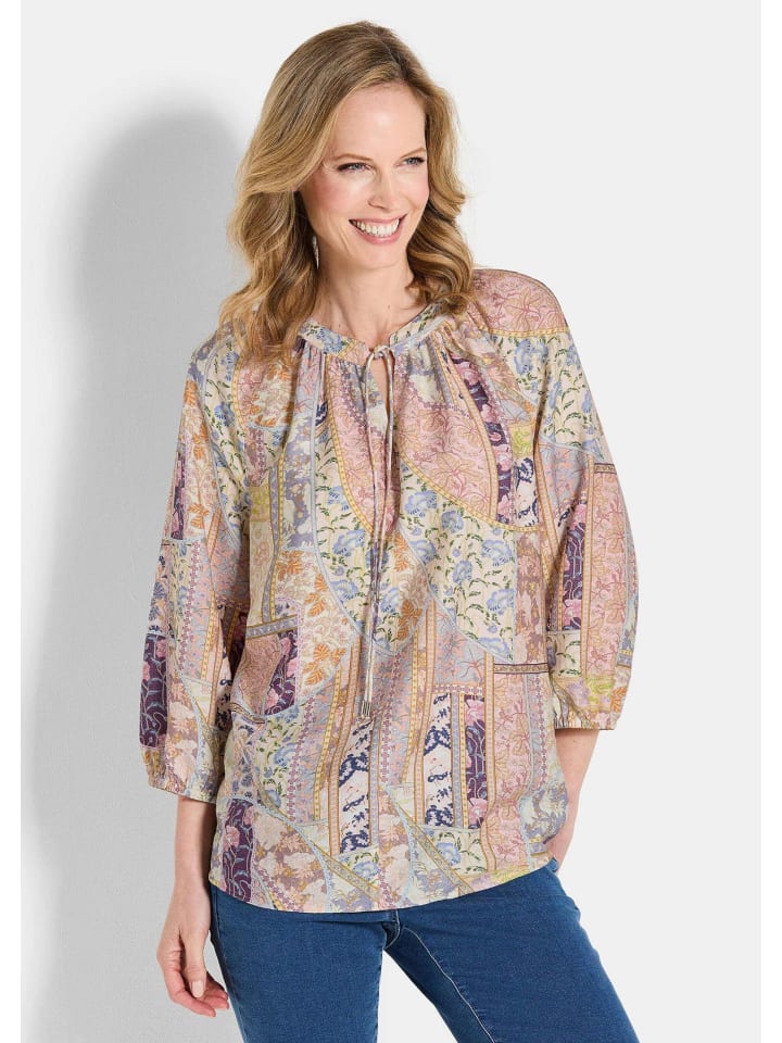 

Блузка-рубашка, воздушная блузка с лоскутным принтом и рукавами 3/4 в камне/с узором GOLDNER