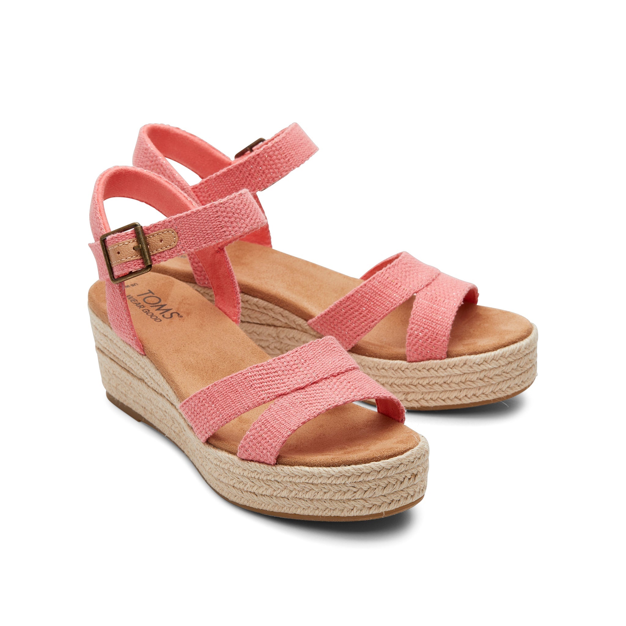 Audrey Pink Metallic Wedge Sandal TOMS Shoes — фото 2