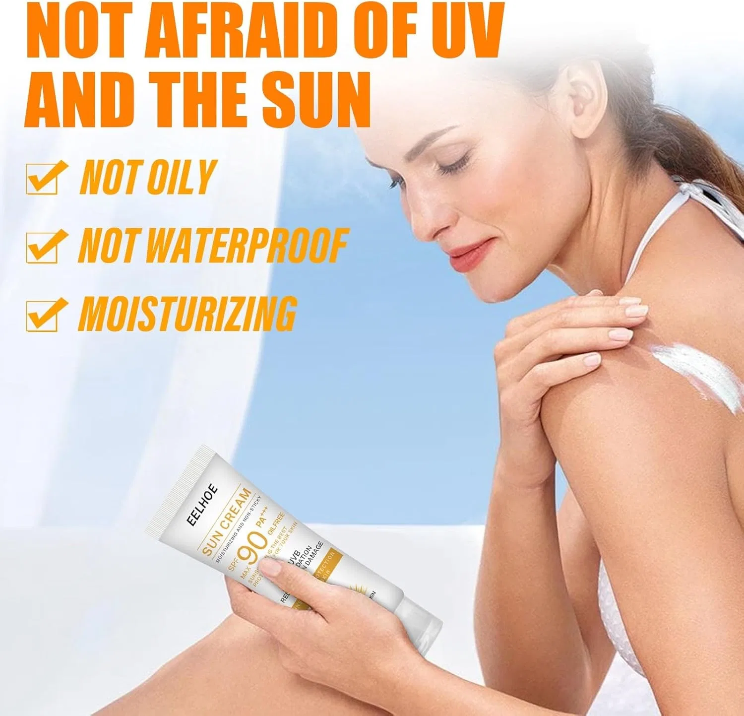Солнцезащитный крем для лица и тела, SPF 50+, увлажняющий, апельсиновый Generic — фото 4