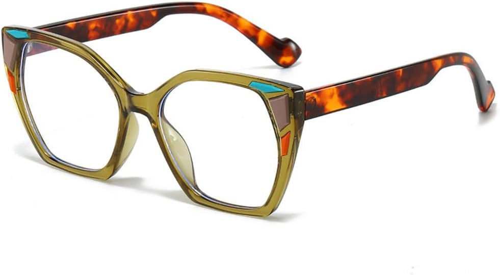 

Модные солнцезащитные очки «кошачий глаз» для мужчин и женщин, роскошные ретро-очки с многоугольными линзами для путешествий, защита от УФ-излучения UV400 TKKTLLT, Leopard Green Clear