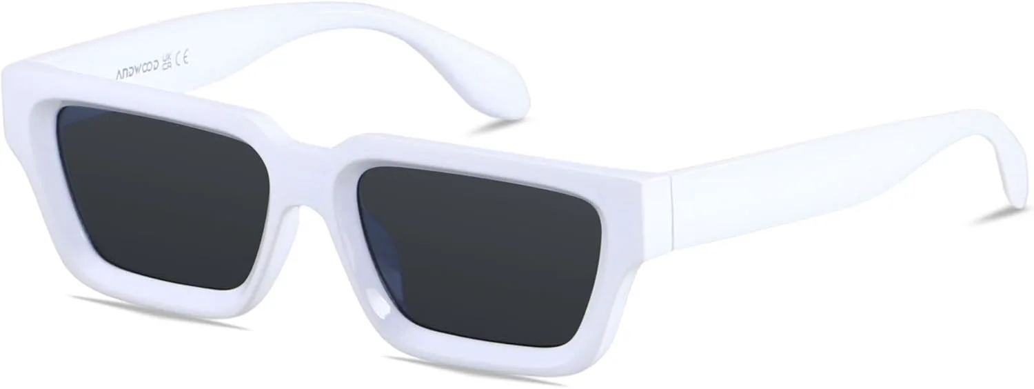 

Солнцезащитные очки ANDWOOD в толстой прямоугольной оправе для мужчин и женщин, массивные ретро-очки, простые дизайнерские прямоугольные солнцезащитные очки, White