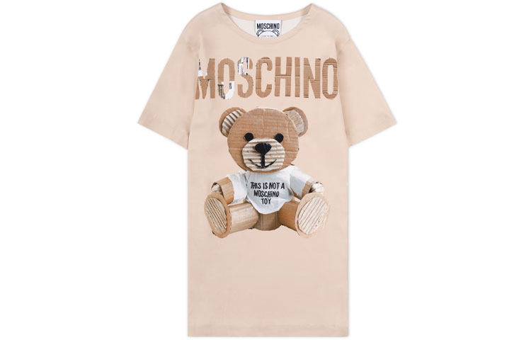 

Футболка с коротким рукавом женская бежево-желтая MOSCHINO
