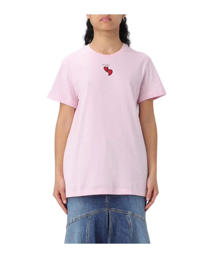 

Футболка с круглым вырезом и аппликацией в виде сердца Pinko, розовый