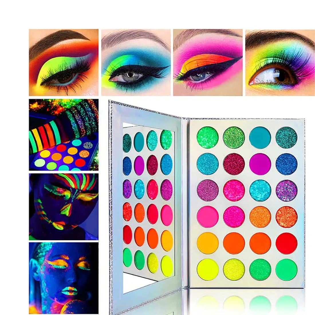 Палетка неоновых глиттерных теней для век GlitzyGurl Glitzygurl