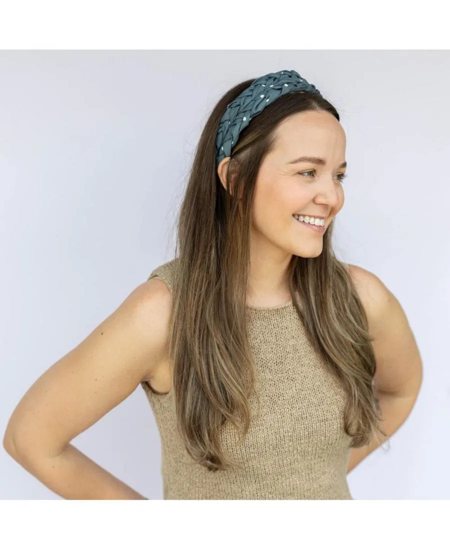 Женская повязка на голову с румяными косами Headbands Of Hope, нефритовый — фото 3