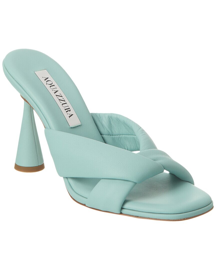 Кожаные мюли Aquazzura Amore 95, зеленый