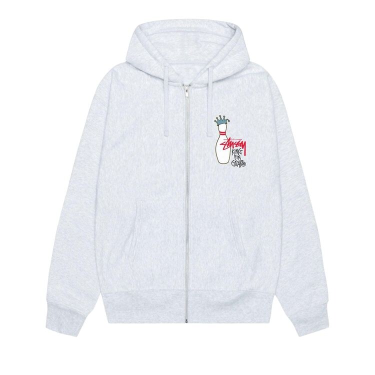 

Худи Stussy Kingpin Zip Hoodie Ash Heather, серый