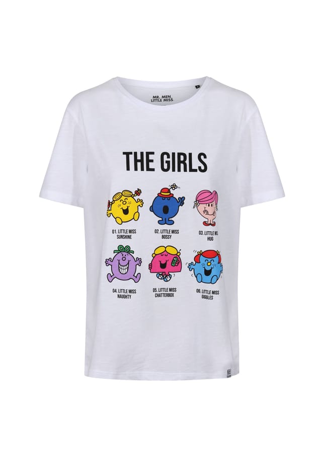 

Футболка mr men little miss the girls slub с красочным принтом комиксов Re:Covered, белый