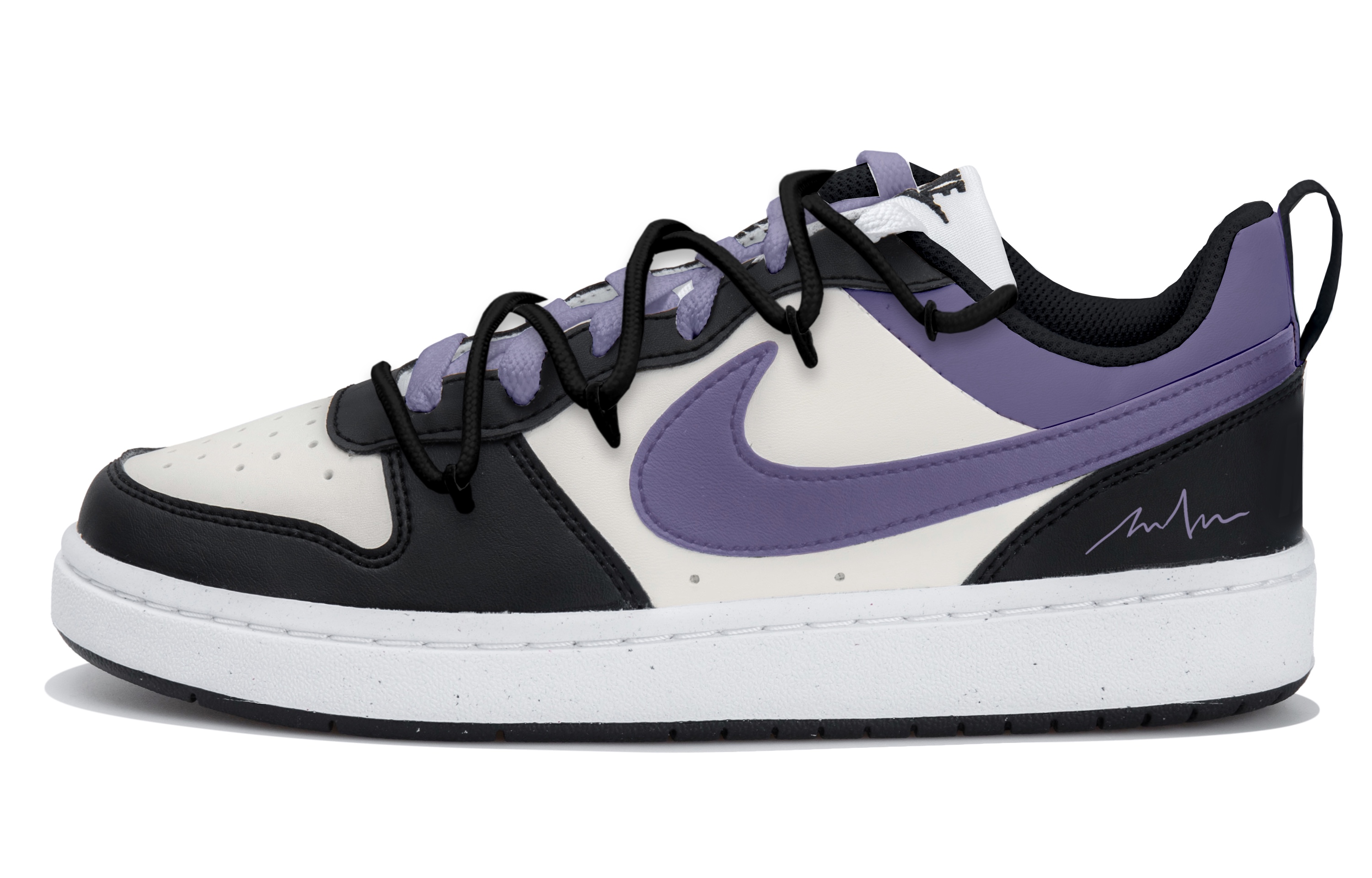 

Низкие детские кроссовки для скейтбординга Court Borough для подростков Nike, бежевый/черный/фиолетовый