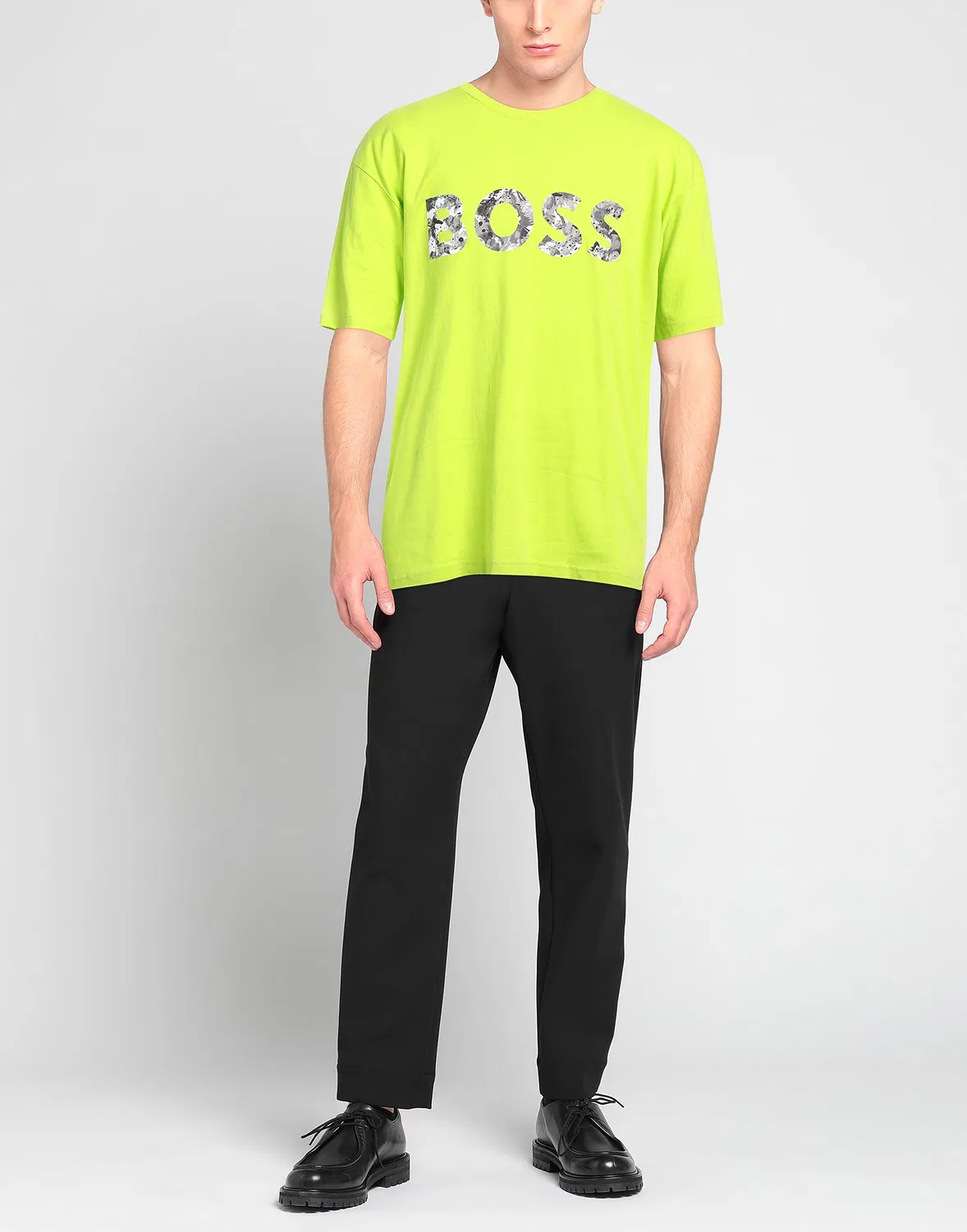 Футболка с логотипом BOSS лаймового цвета — фото 2