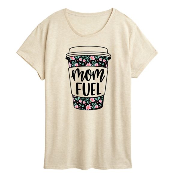 

Женская футболка Mom Fuel с цветочным принтом и кофейным принтом Unbranded, бежевый