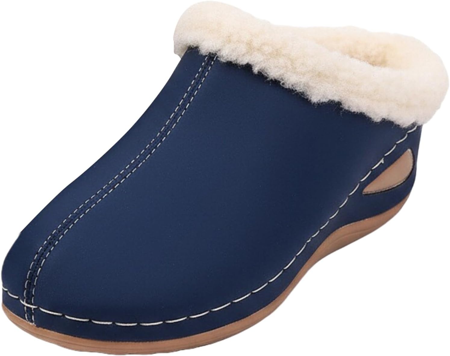 

Женские сабо Canbebig с меховой подкладкой, уютные замшевые осенние тапочки для дома и улицы, с закрытым круглым носком, удобные, утепленные, с флисовой подкладкой, на платформе, синий