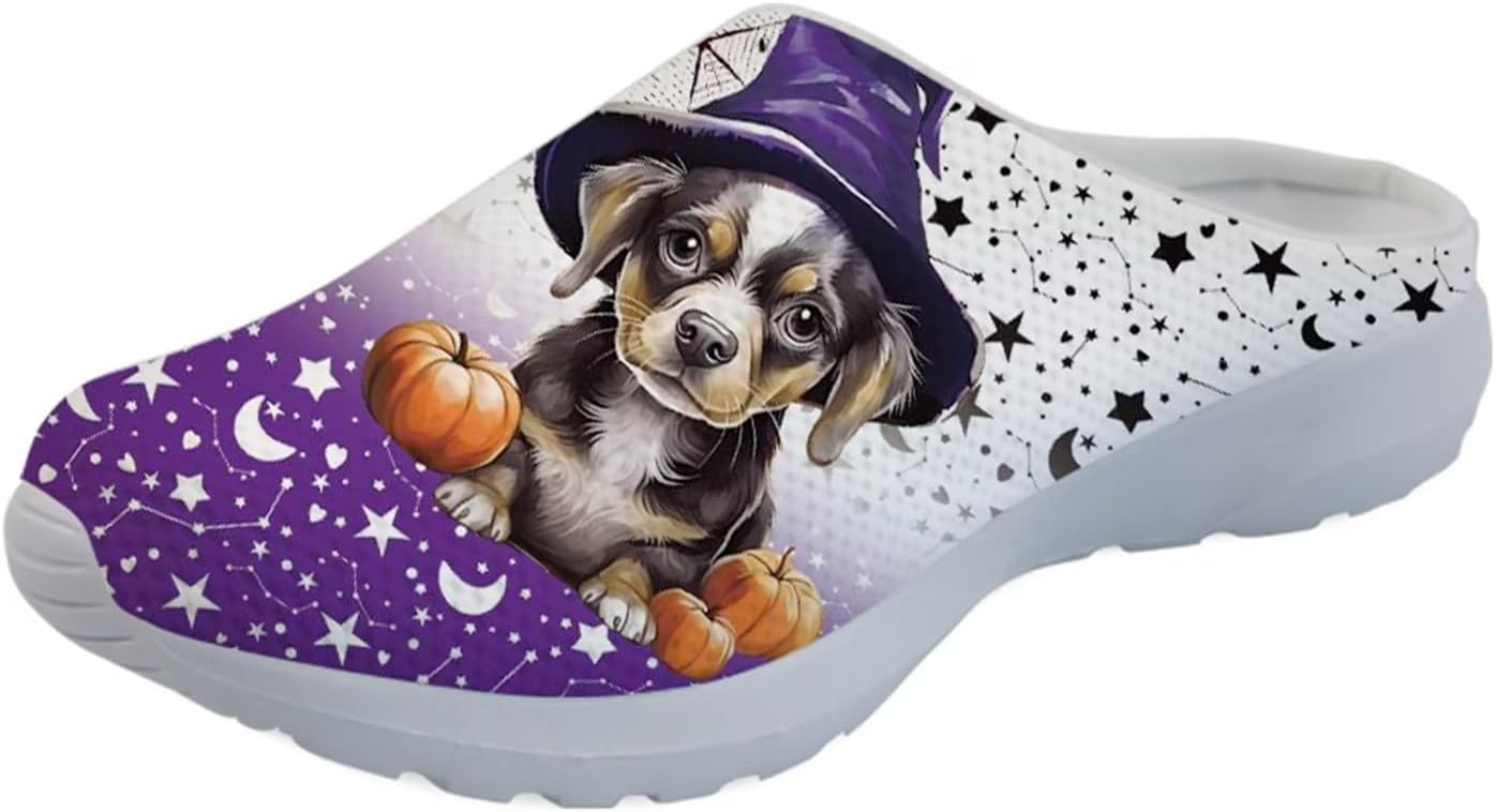 

Мужские садовые сабо GLENLCWE Blue Sea Turtle, сетчатые, мягкие и удобные мюли и сабо, легкие, на липучке, для прогулок, кроссовки, пляжные сандалии, легкие, Halloween Puppy Pumpkin Moon Star