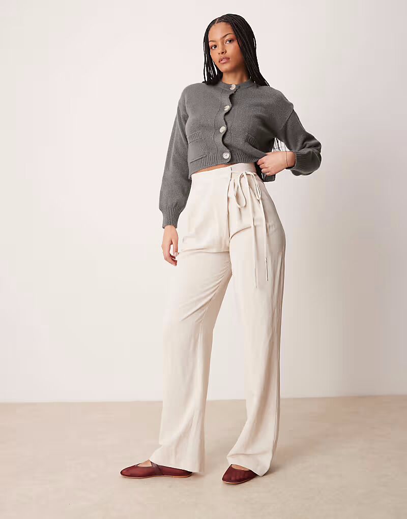 

ASOS DESIGN Высокие брюки-бандаж с завязками-завязками в каменном цвете