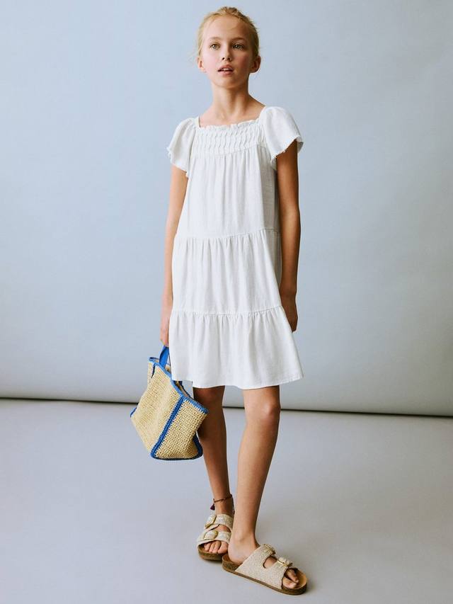 

Детское платье Savana с ярусами Mango, White