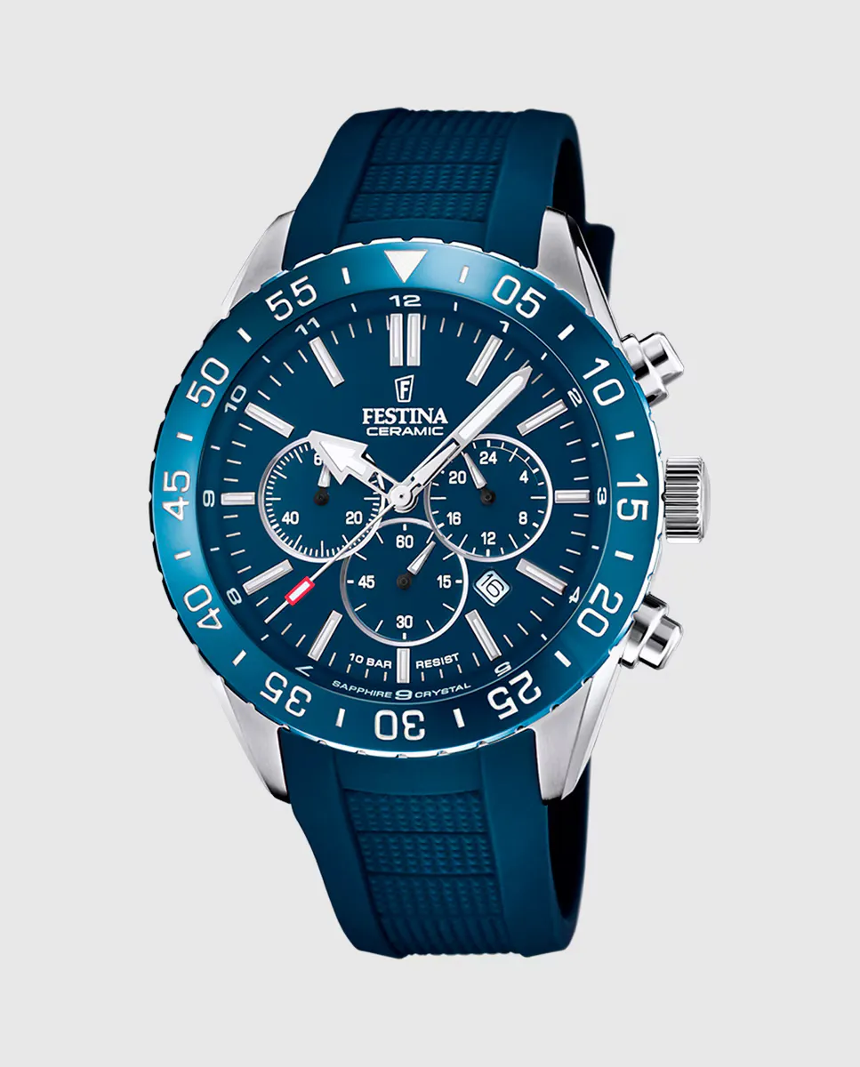 

F20515/1 Мужские керамические синие резиновые часы Festina, синий