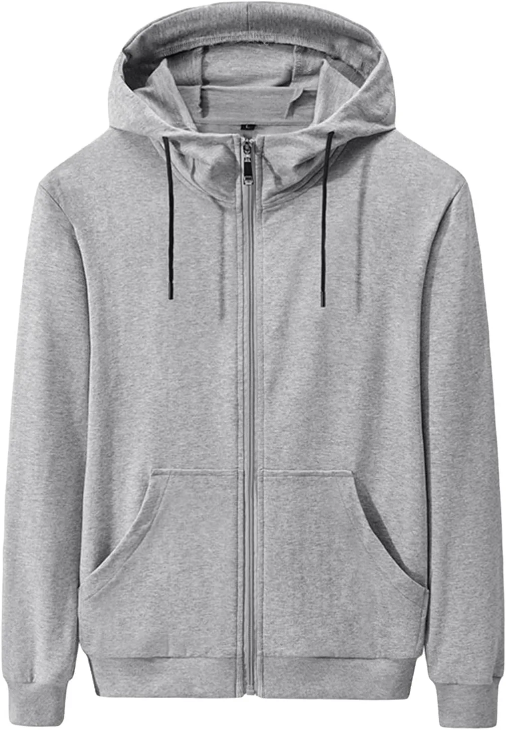 

Мужская повседневная худи на молнии slim fit теплая однотонная базовая толстовка легкая с длинным рукавом и карманом