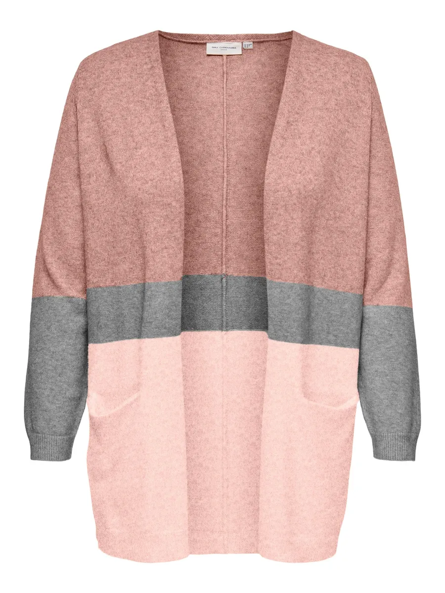 

Кардиган Only Carmakoma"CARNEW STONE L/S LONG STRIPE CARDI KNT", серый