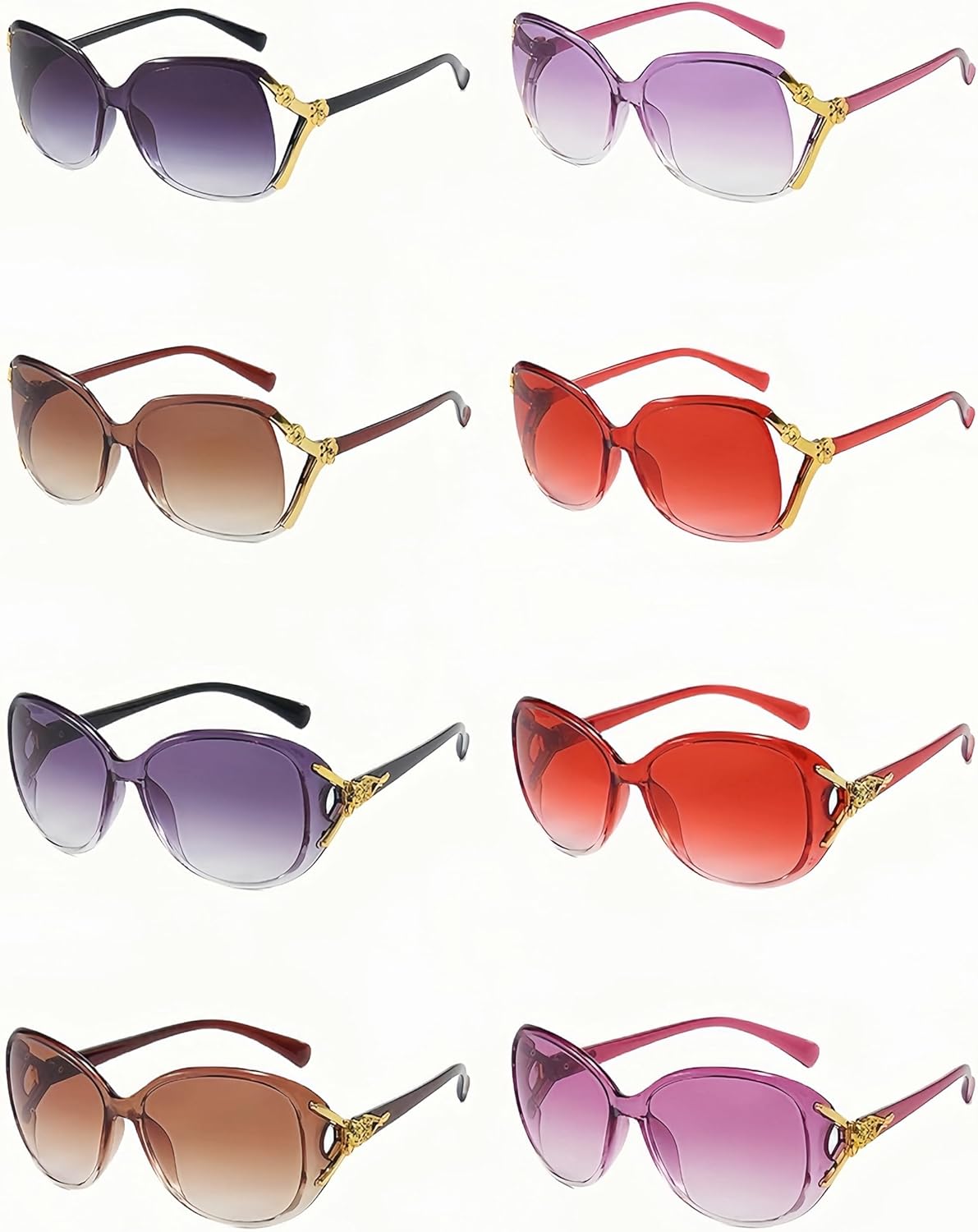 

Набор из 8 ретро-солнцезащитных очков «кошачий глаз» в стиле «лиса» для женщин, большие очки с защитой от УФ-излучения UV400, унисекс — классический аксессуар для вечеринки или пляжа NLEYANB, Multicolor