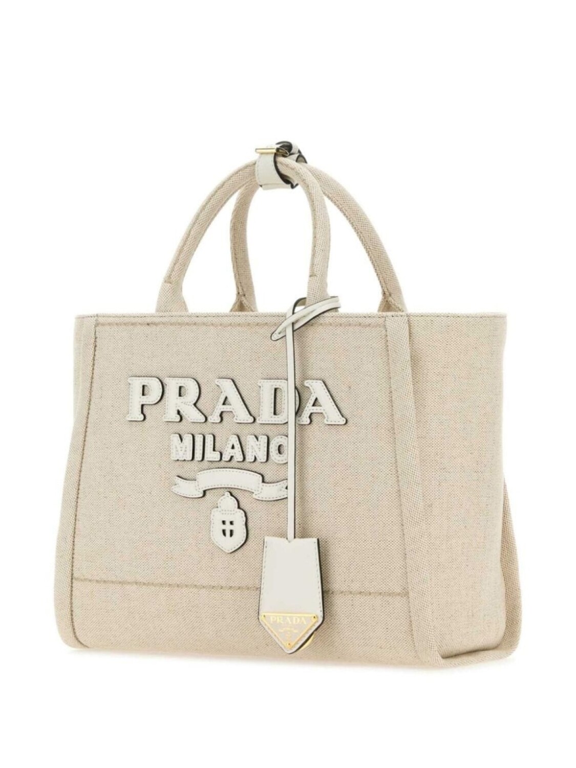 Большая холщовая сумка Prada, нейтральный цвет — фото 3