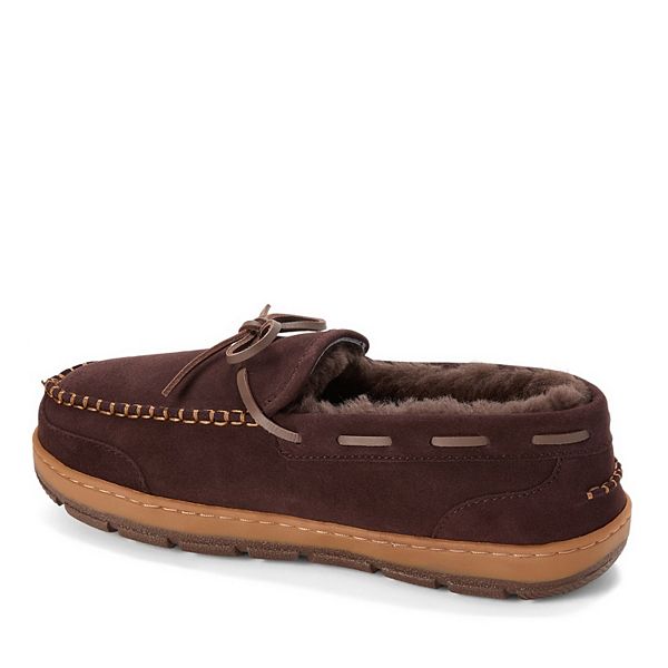 Мужские тапочки Fireside из натуральной овчины с мокасиновым носком Dearfoams, Chestnut — фото 4