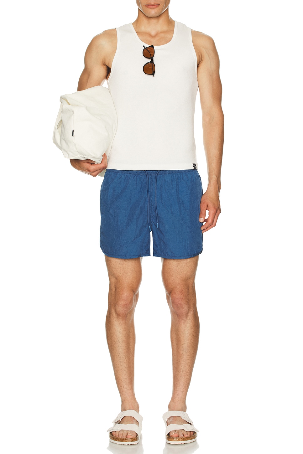 

Нейлоновые плавательные шорты с волнистым краем 4" Scallop Onia, Pool Blue