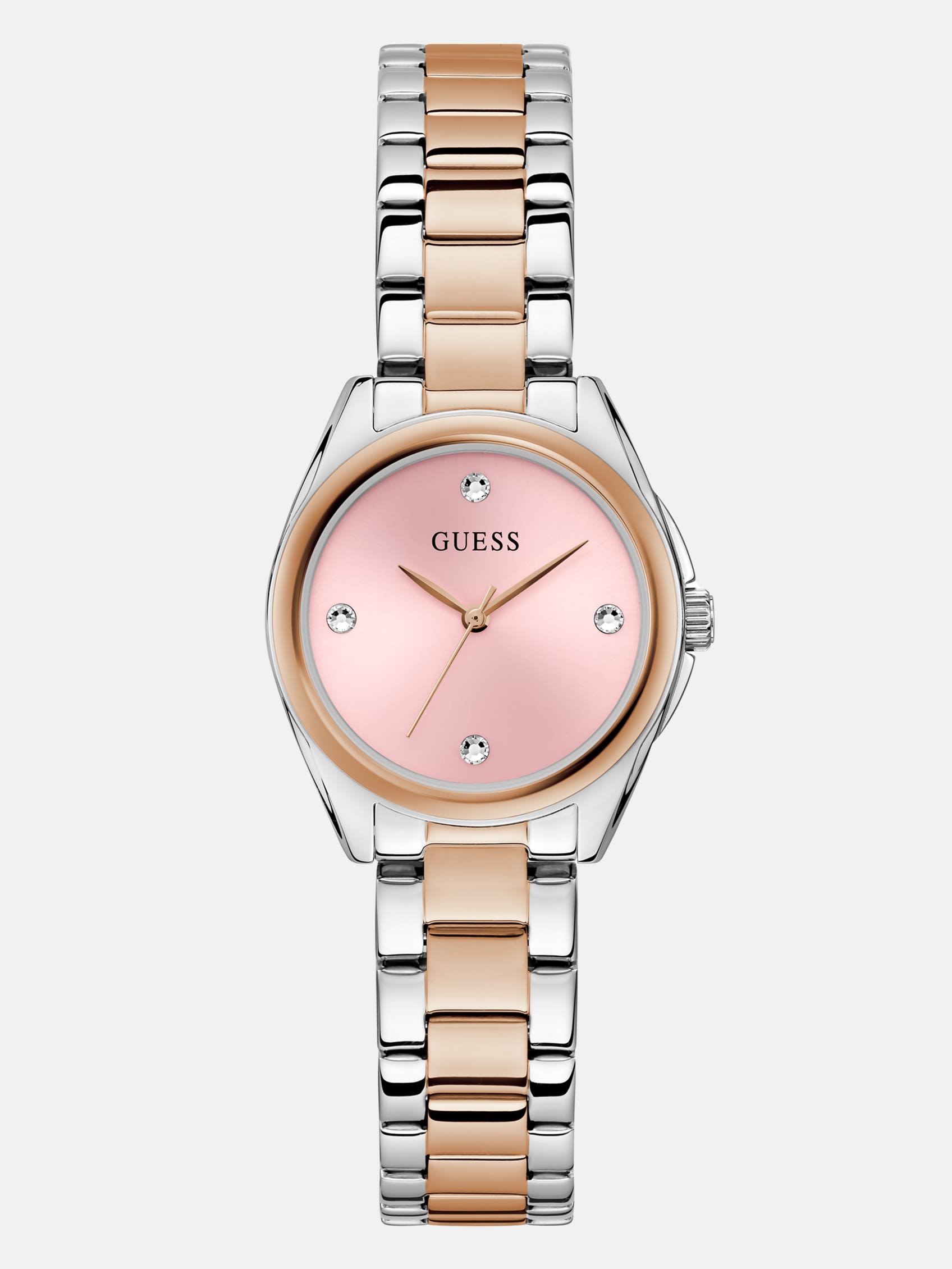 

Аналоговые часы серебристого и розово-золотистого цвета Guess Factory