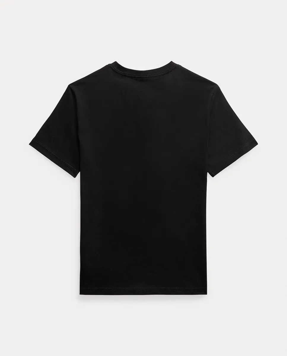 Черная хлопковая футболка для мальчика Polo Ralph Lauren — фото 4