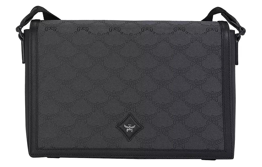 

Джаккардовая поясная сумка с кожаной отделкой small мужская dark gray MCM