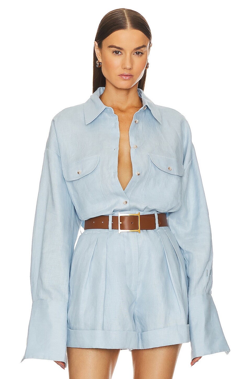 

Рубашка Helsa Linen Button Down, цвет Chambray Blue
