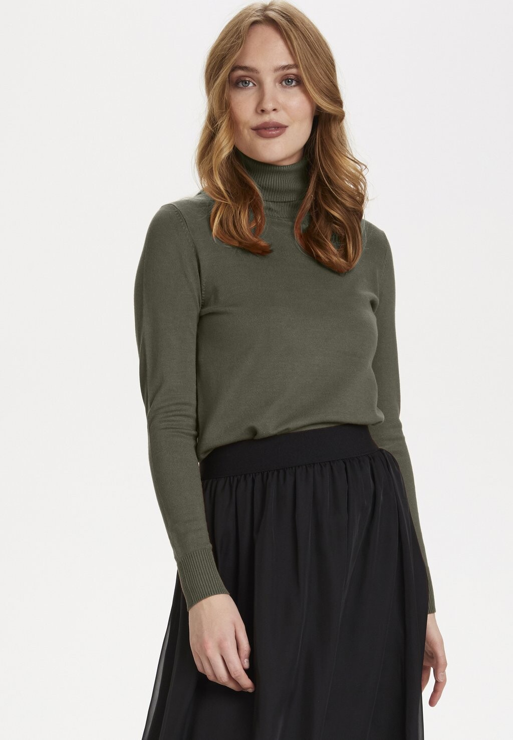 

Свитшот Saint Tropez J2046 MILA ROLLNECK, цвет army green melange