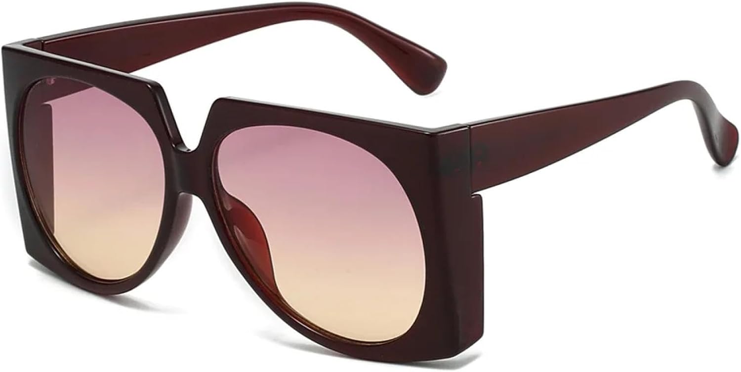 

Винтажные большие нестандартные солнцезащитные очки для женщин и мужчин в стиле панк, популярные, в крупной оправе, с защитой от УФ-излучения UV400 TVTBBVV, Brown Purple Pink