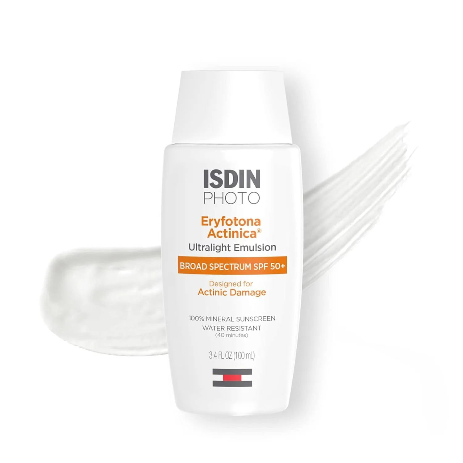 ISDIN Eryfotona Actinica SPF 50+ минеральный солнцезащитный крем для лица с оксидом цинка, 100% минеральные UV-фильтры, без белого налета, для чувствительной кожи 100 мл (1 шт.), Eryfotona Actinica Untinted Sunscreen