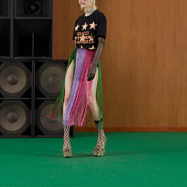 Футболка женская Gucci Love Parade, с принтом, черный / кремовый — фото 3