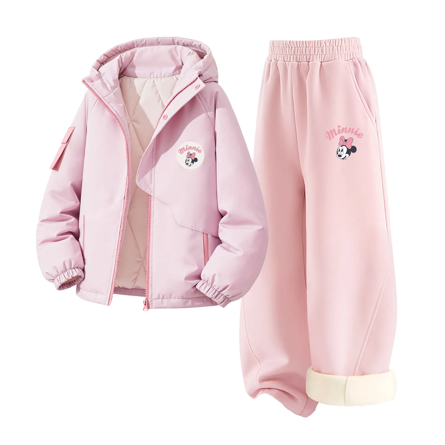 Детская толстовка с капюшоном для спорта и отдыха Disney, [Thickened and Fleece-Lined]Dini Round Hook-and-Loop K Rose Pink+Di Lift Eye K Heather Gray — фото 3