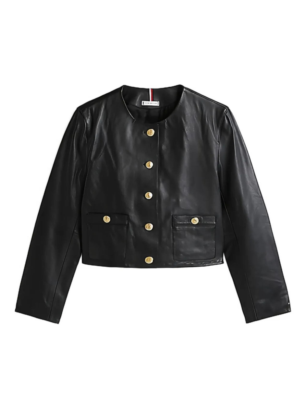 

Укороченная кожаная куртка Tommy Hilfiger, черный