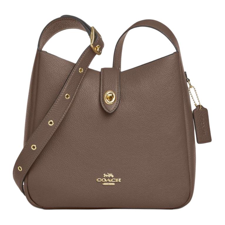

Сумка Hadley из шагреневой кожи на одно плечо, женская, темно-умбового цвета COACH