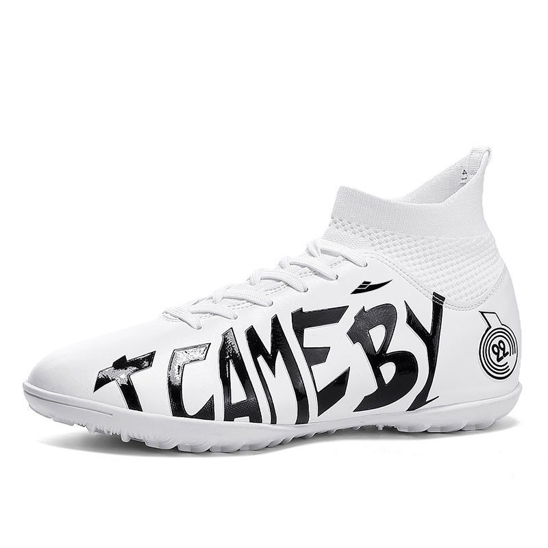 

Kuding Антискользящие и износостойкие футбольные бутсы унисекс белые для искусственного покрытия, цвет White Turf