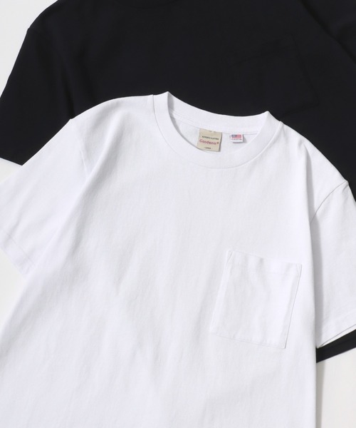 

Футболка однотонная из хлопка с карманом, круглым вырезом и коротким рукавом Goodwear USA, белый