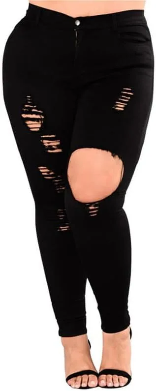 

Женские джинсы Andongnywell Plus Size с потертостями и разрывами, завышенная талия, облегающие