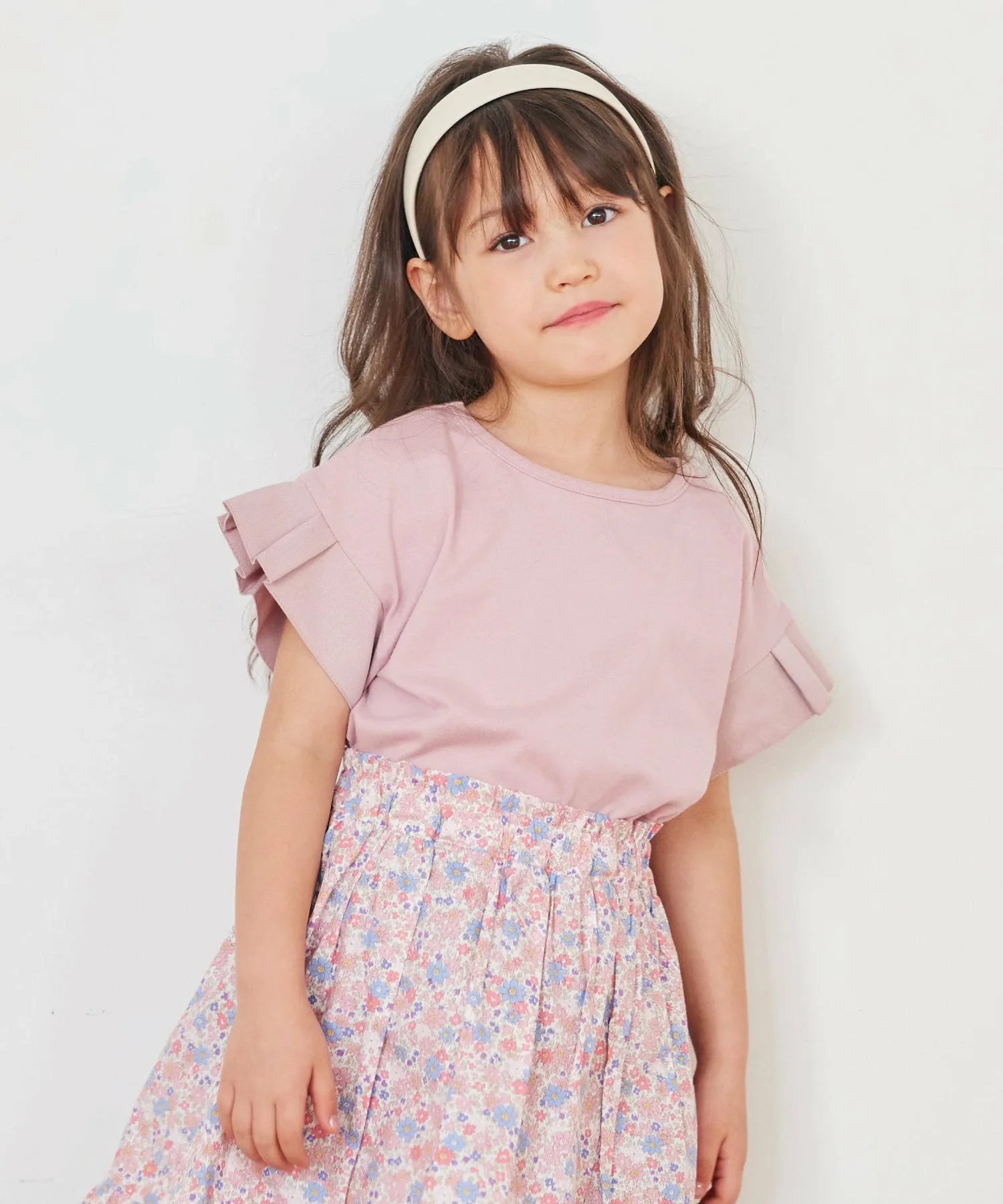 Футболка с короткими рукавами и оборками на рукавах Ever Closet, pink