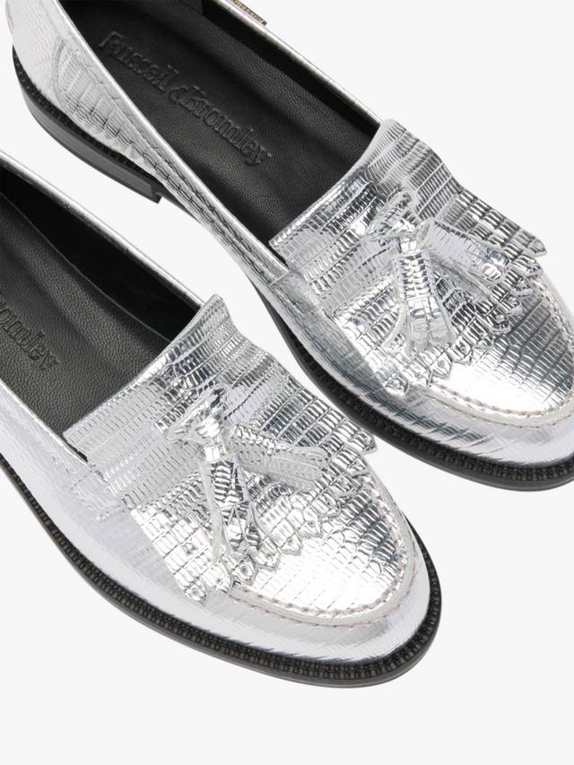 Честер лоферы из кожи с принтом животных и кисточкой Russell & Bromley, Metallic — фото 4