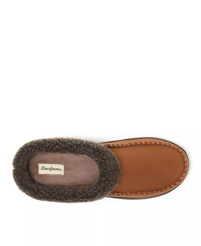 Мужские домашние тапочки-клоги Moccasin Toe из микро-замши Dearfoams, коричневый — фото 4