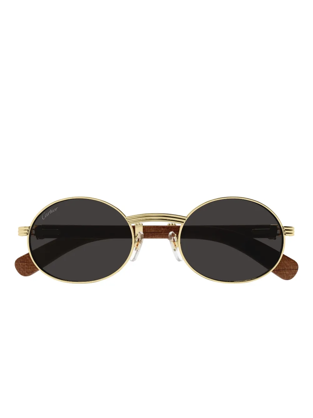 

Солнцезащитные очки с деревянным декором Cartier Eyewear, золотой