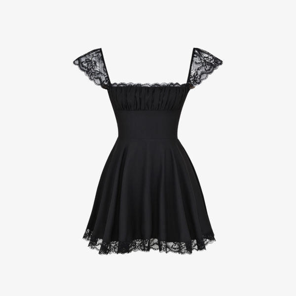 

Тканое платье мини Kaia А-силуэта с квадратным вырезом House Of Cb, черный