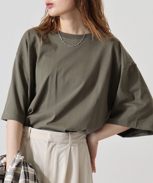 

Футболка с коротким рукавом свободного кроя, с принтом и вышивкой креста CROSS & STITCH, цвет хаки