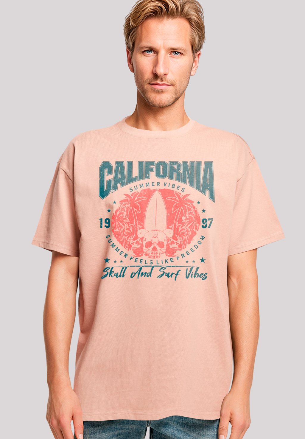 

Футболка с принтом CALIFORNIA SKULL SUMMER VIBES F4NT4STIC, красный