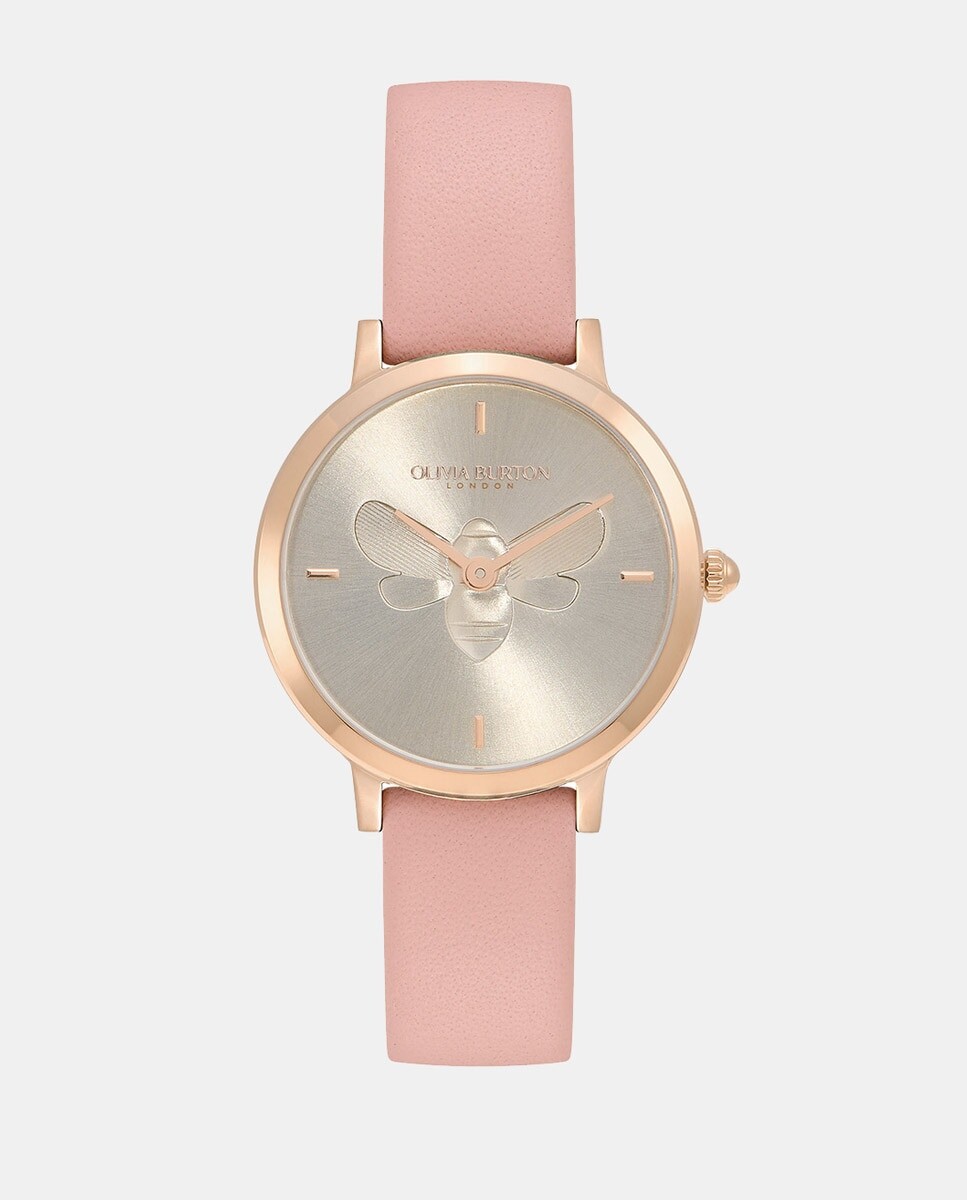 

Ultra Slim Bee 24000018 розовые кожаные женские часы Olivia Burton, розовый