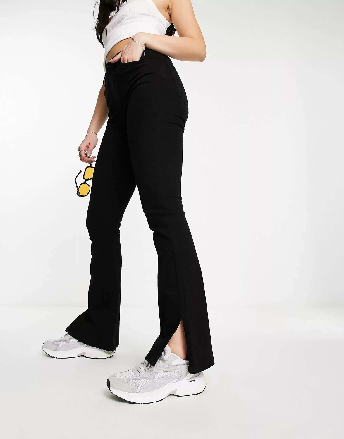 

Черные узкие брюки-клеш ASOS, Черный, Черные узкие брюки-клеш ASOS
